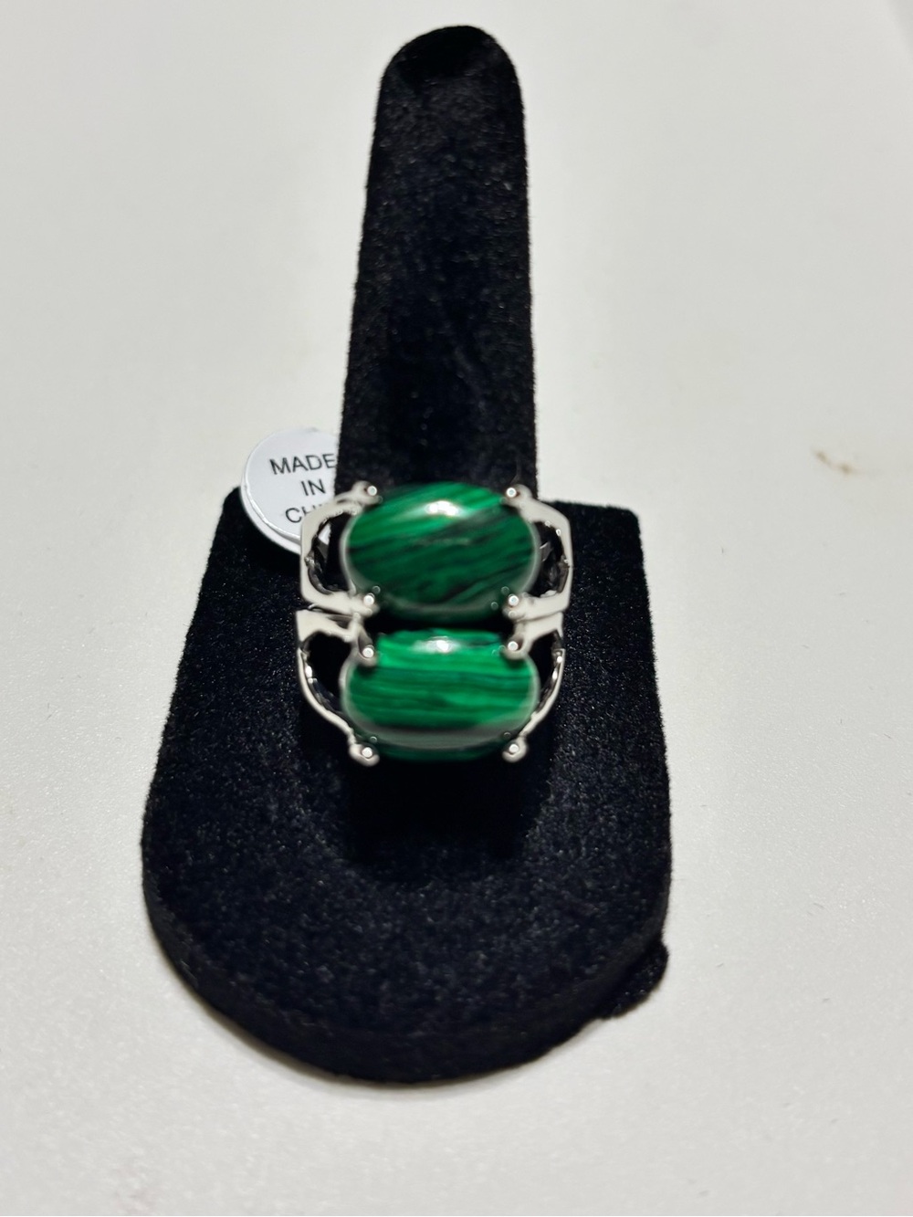Green Malachite Oval Stone Silver Ring - 
Have 2 - Both Size 8.5-9 Sold Separate